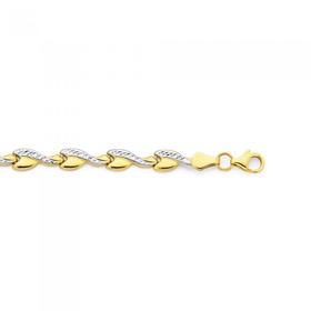 9ct-Two-Tone-Gold-19cm-Wave-Link-Bracelet on sale