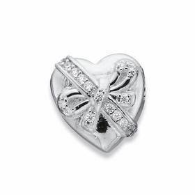 Silver-Your-Story-Cubic-Zirconia-Bow-on-Heart-Bead on sale