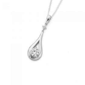 Silver-Cubic-Zirconia-Teardrop-Pendant on sale