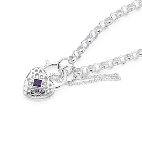 Silver-Off-Square-Violet-Cubic-Zirconia-in-Flower-Padllock-Bracelet on sale