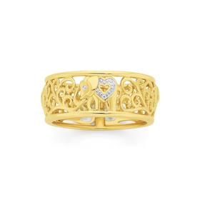 9ct+Two+Tone+Gold+Elephant+Ring