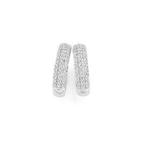 9ct-White-Gold-Diamond-Pave-Set-Three-Row-Huggie-Earrings on sale