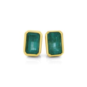 9ct+Gold+Natural+Emerald+Stud+Earrings