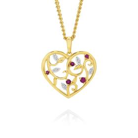 9ct+Gold+Natural+Ruby+Open+Heart+Pendant