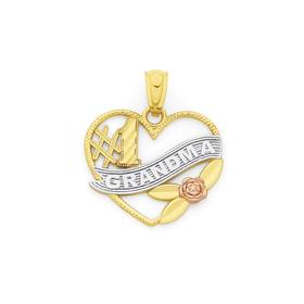 9ct+Tri+Tone+Gold+Heart+Pendant