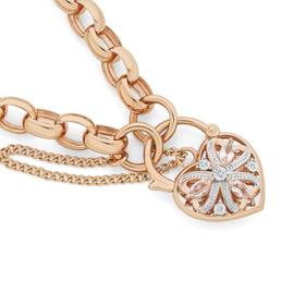 9ct+Rose+Gold+19cm+Belcher+Padlock+Bracelet