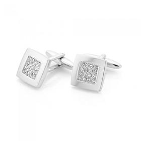 Silver-Tone-Stone-Set-Cufflinks on sale