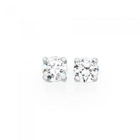 Silver+6mm+CZ+Claw+Set+Square+Stud+Earrings