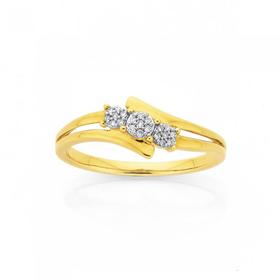 9ct-Gold-Diamond-Cluster-Angled-Trilogy-Dress-Ring on sale