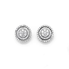 9ct-White-Gold-Diamond-Cluster-Stud-Earrings on sale