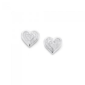 Silver-Christmas-Heart-of-Love-Cubic-Zironia-Stud-Earrings on sale