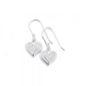 Silver-Christmas-Heart-of-Love-Cubic-Zirconia-Hook-Earrings on sale