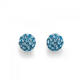 Sterling-Silver-Aqua-Crystal-Ball-Studs on sale