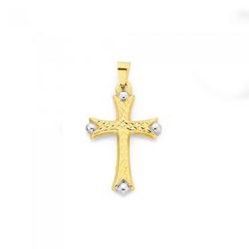 9ct+Gold+Two+Tone+Celtic+Cross+Pendant