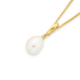 9ct-Gold-Cultured-Freshwater-Pearl-Teardrop-Pendant on sale