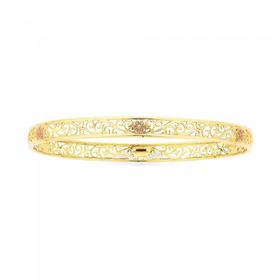 9ct-Gold-65mm-Solid-Filigree-Bangle on sale