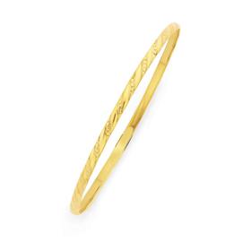 9ct-Gold-65mm-Solid-Embossed-Bangle on sale