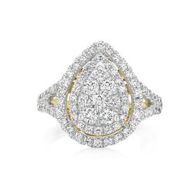 9ct+Gold+Diamond+Pear+Shape+Dress+Ring