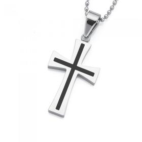 Stainless-Steel-Black-Centre-Flared-Cross on sale