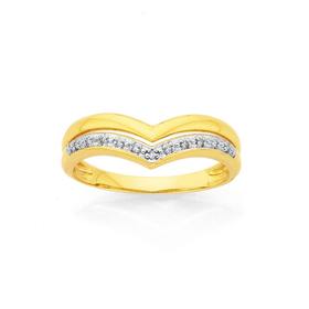 9ct-Gold-Diamond-Double-V-Shape-Dress-Ring on sale