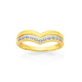 9ct-Gold-Diamond-Double-V-Shape-Dress-Ring on sale