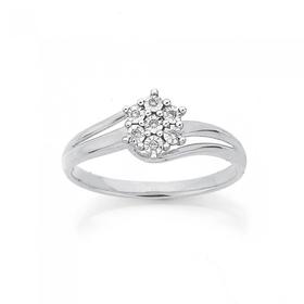 9ct-White-Gold-Diamond-Flower-Dress-Ring on sale