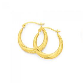 9ct+Gold+Twist+Creole+Hoop+Earrings