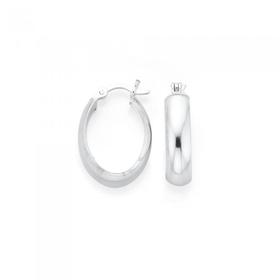 Silver-Polished-Oval-Hoop-Earrings on sale