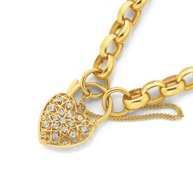 9CT-Gold-19CM-Solid-Diamond-Padlock-Bracelet on sale