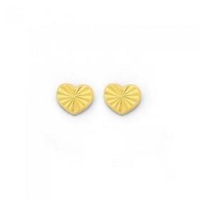 9ct+Gold+Heart+Stud+Earrings