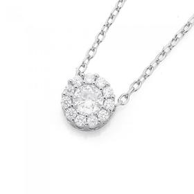 Silver+Small+Round+CZ+Cluster+Pendant