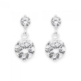 Silver-Large-CZ-Drop-On-CZ-Stud-Earrings on sale