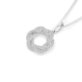 Silver+Cubic+Zirconia+Circle+Knot+Pendant