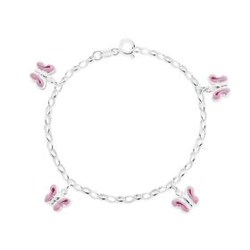 Silver-16cm-Belcher-With-Pink-Butterflies-Bracelet on sale