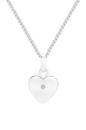 Silver+10mm+1+Point+Diamond+Heart+Pendant