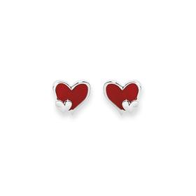 Silver-Red-Enamel-Double-Hearts-Stud-Earrings on sale
