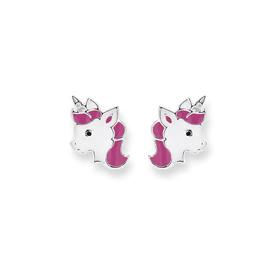 Silver-Enamel-Unicorn-Head-Earrings on sale