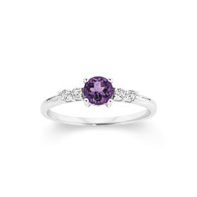 Silver-Fine-Amethyst-CZ-Ring on sale