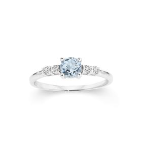 Silver-Fine-Blue-Topaz-CZ-Ring on sale