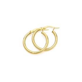 9ct+Gold+15mm+Hoop+Earrings