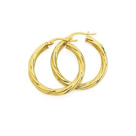 9ct+Gold+20mm+Twist+Hoop+Earrings