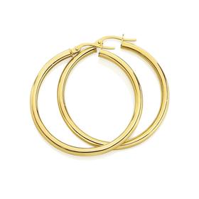 9ct+Gold+30mm+Hoop+Earrings