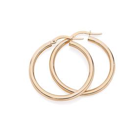 9ct+Rose+Gold+25mm+Hoop+Earrings