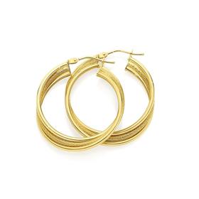 9ct+Gold+25mm+Hoop+Earrings