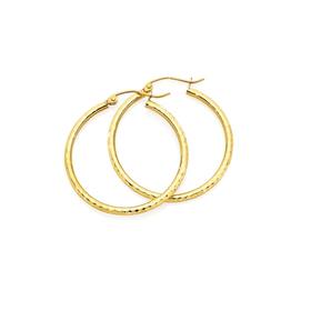 9ct+Gold+25mm+Hoop+Earrings