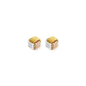 9ct+Tri+Tone+Gold+Knot+Stud+Earrings