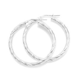 Silver+30mm+Smooth+Twist+Hoop+Earrings