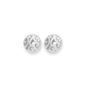 Silver+6mm+Filigree+Ball+Stud+Earrings