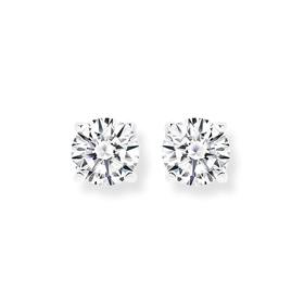 Silver+6mm+CZ+Stud+Earrings