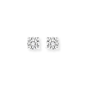 Silver+4mm+CZ+Stud+Earrings